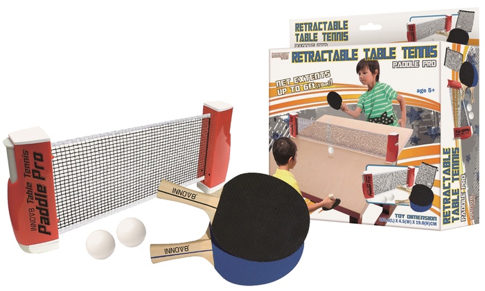 Set De Ping-pong Complet Avec 4 Raquettes, Filet Rétractable, 8 Balles Et Sac - Pour Intérieur Et Extérieur - Adapté Aux Enfants Et Adultes