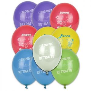 Lot de 10 Ballons Multicolores Bonne Retraite