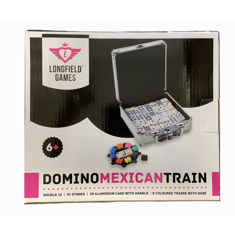 Jeu De Dominos Train Mexicain Double 12 - 91 Tuiles, 8 Plateaux Bois, Boîte En étain, Pour 2 à 8 Joueurs