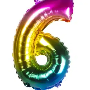 Ballon Aluminium Chiffre Multicolore 35 cm - Chiffre 6